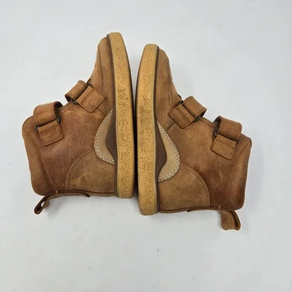 Ecco boys 12.5 kids Crepetray tan brown leather hook and loop booties lined - Picture 6 of 13